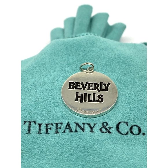 Tiffany & Co. Beverly Hills Round Silver Charm or Pendant- With Pouch